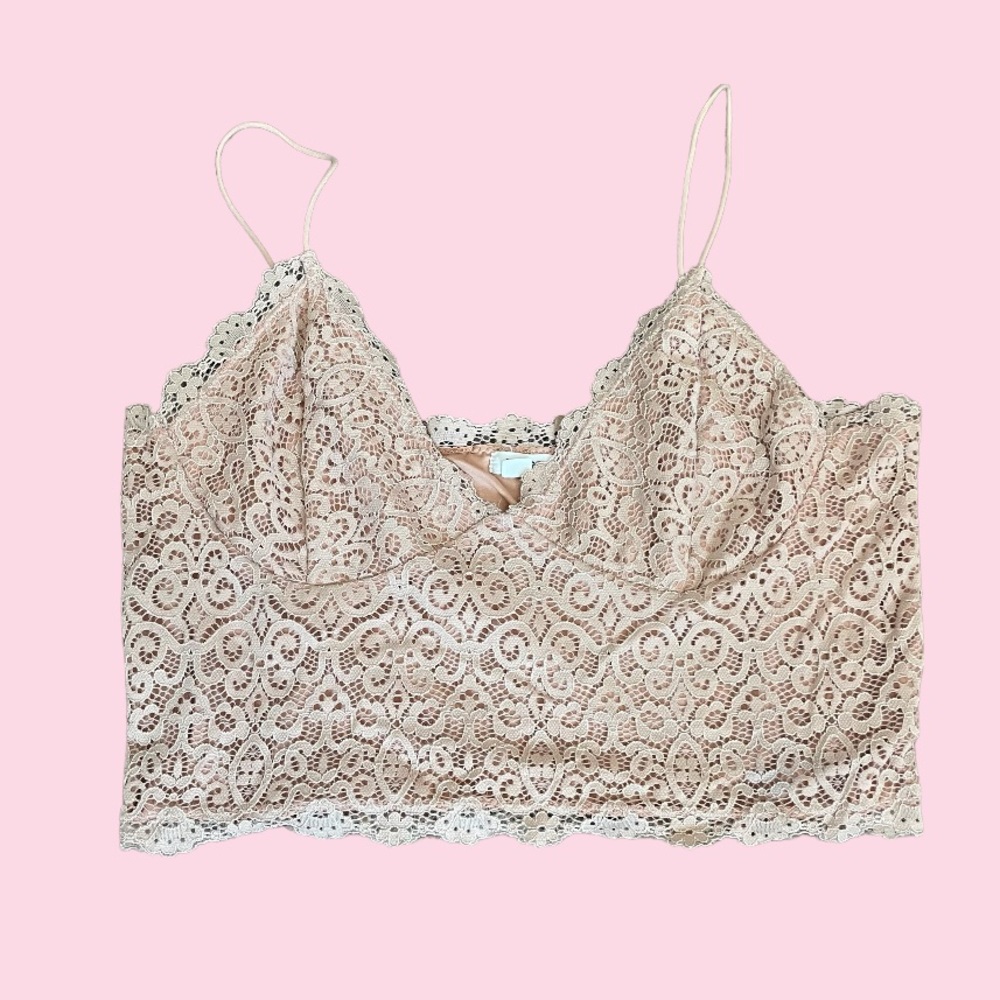 Pink Lace Bralette Crop Top